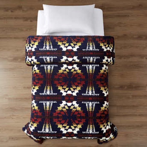 Pendleton Sherpa Fleece Blanket Twin Legend Lake Dark Blue - Picture 3 of 5